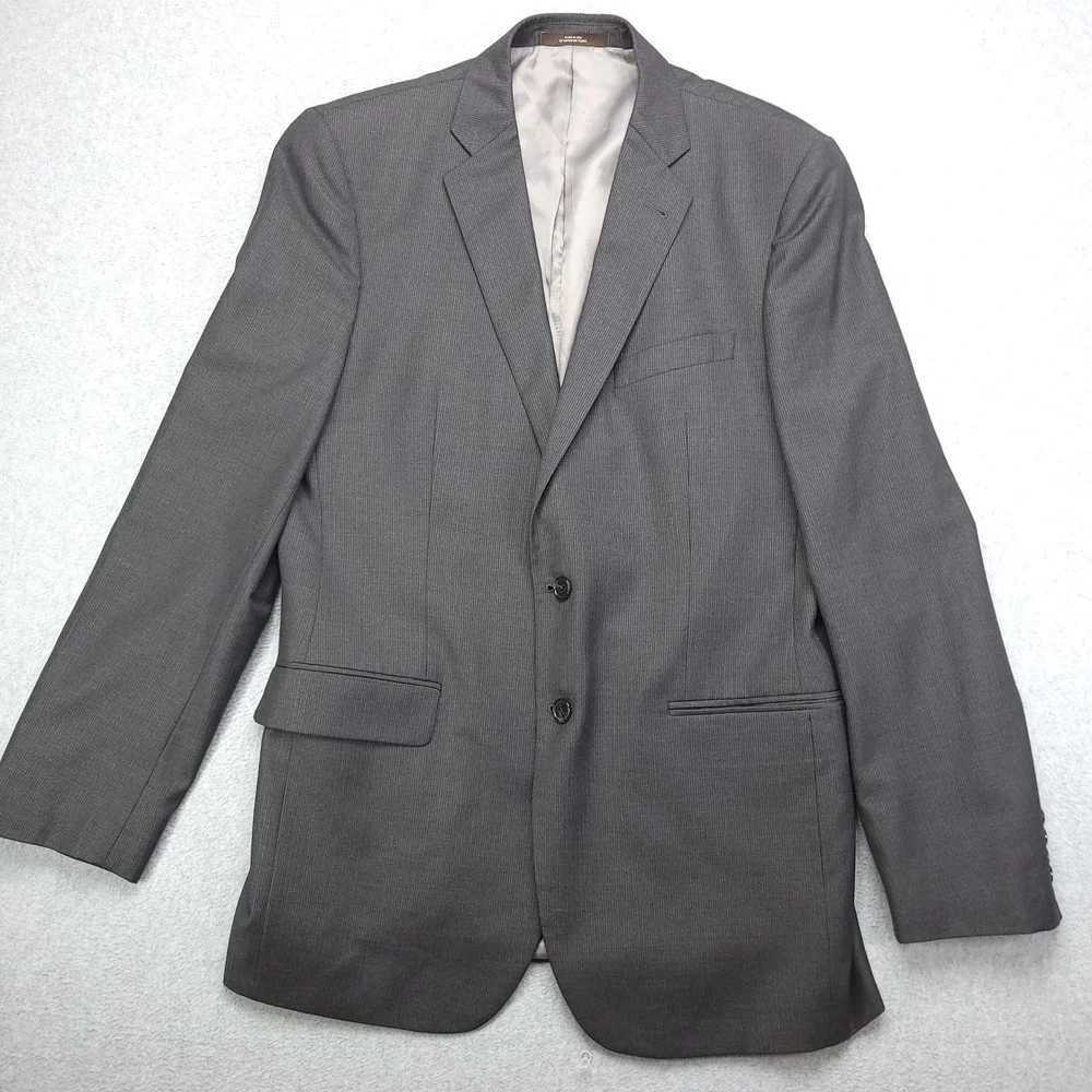 Joseph Abboud Ermenegildo Zegna Cloth Gray Striped Blazer‎ Men's Suit Jacket